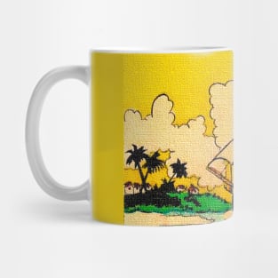 Sailing boat under a yellow sky Mug